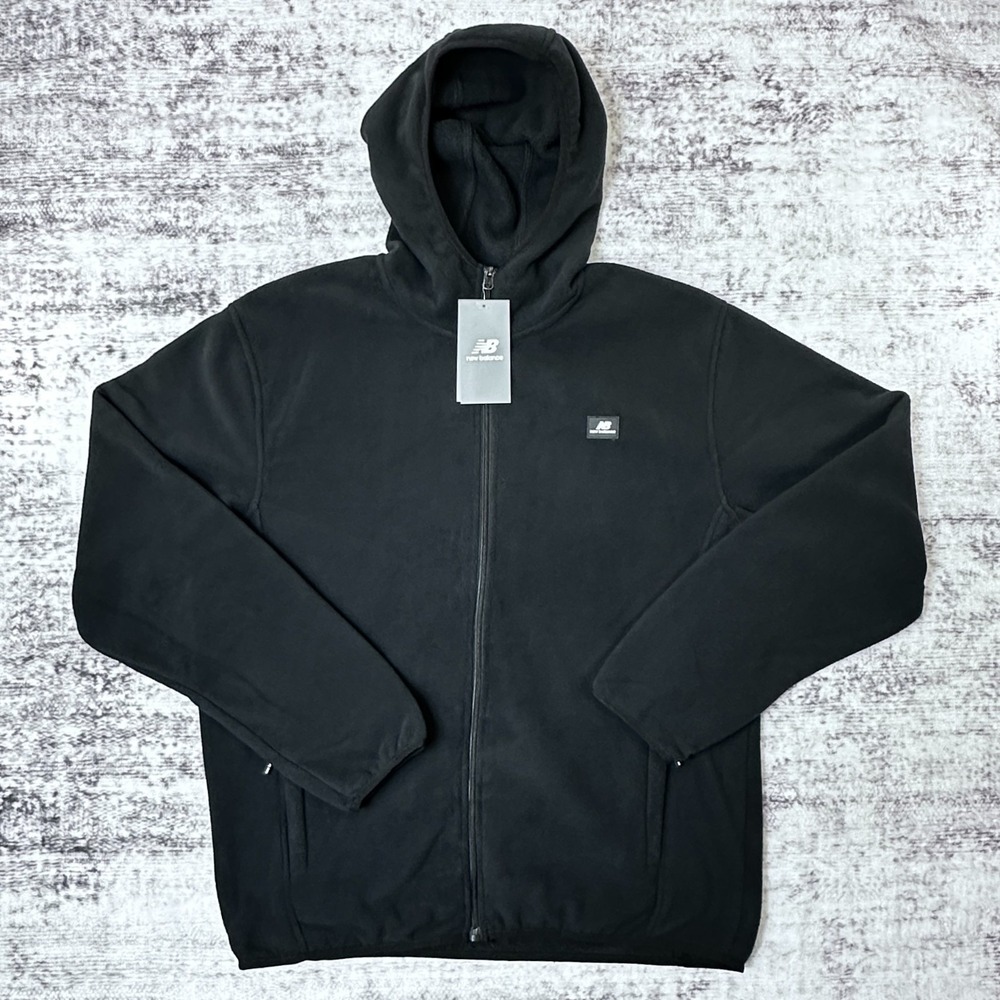 NWT‎ New Balance Hooded Fleece Jacket Black Men's Medium - All Weather Comfort